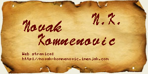 Novak Komnenović vizit kartica